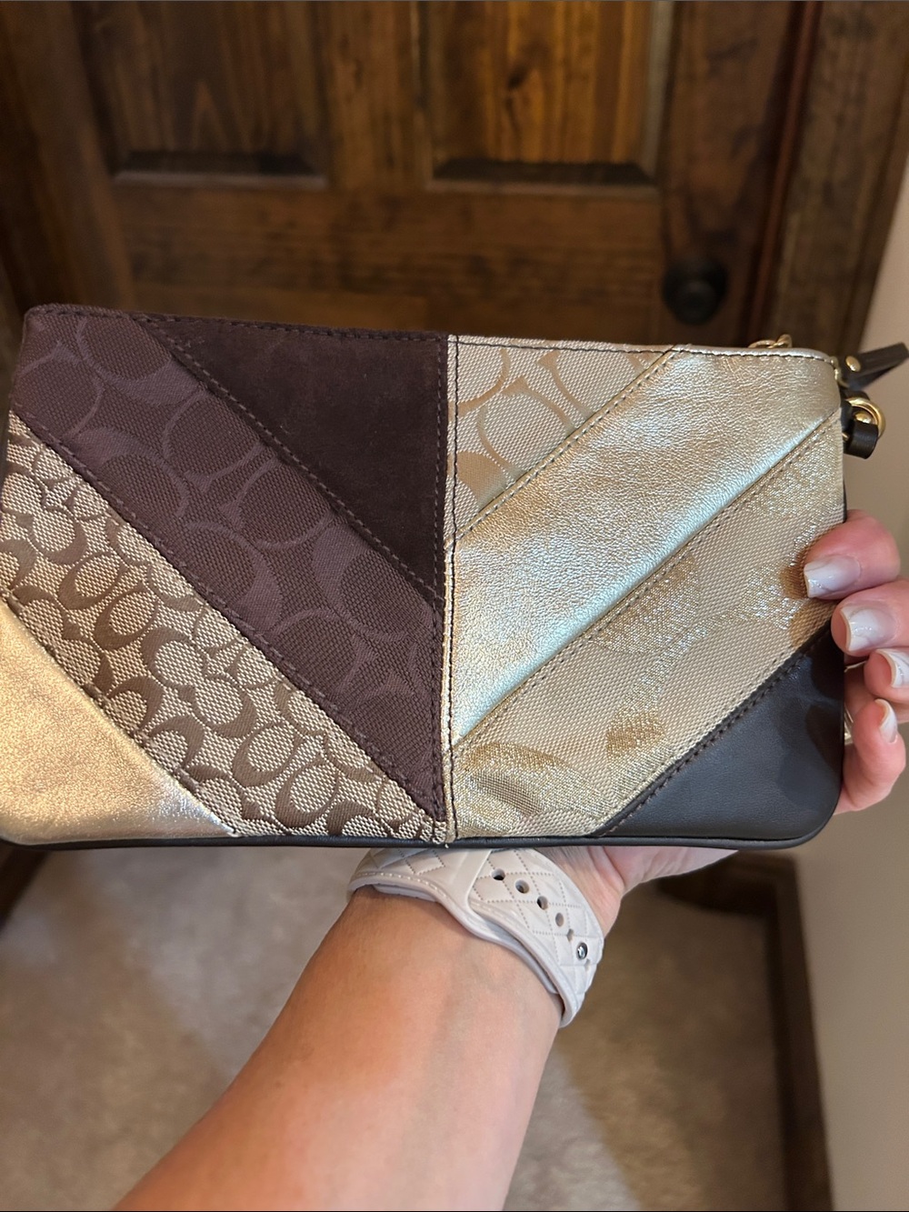 Coach Patchwork Metallic, Tan and Brown Wristlet Trio - Picture 9 of 16
